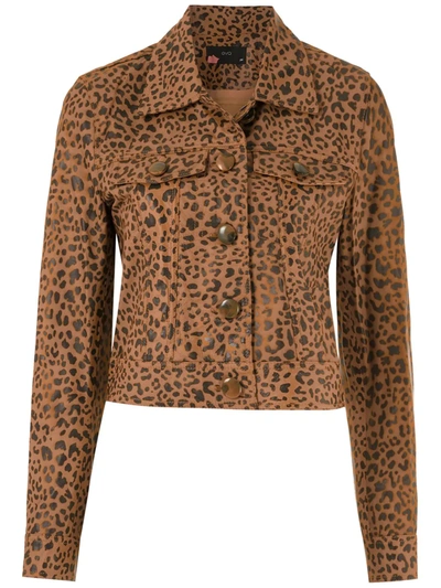 Eva Animal-print Leather Jacket In Brown