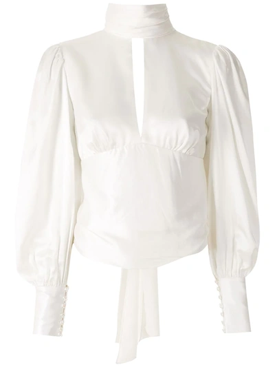 Eva Open-back Blouse In White