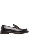 FERRAGAMO GANCINI AND STUD LEATHER LOAFERS