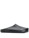 Marni Textured-leather Clog Slippers In Black