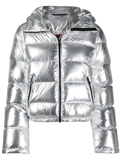 Perfect Moment Polar Flare Metallic Down Ski Jacket In Silver Foil