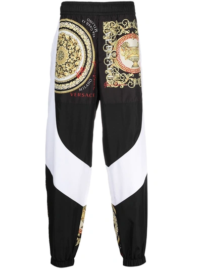 Versace Baroque Mosaic Panelled Track Trousers In Black