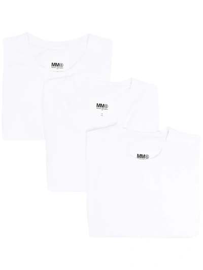 Mm6 Maison Margiela Three-pack Cotton T-shirt In White