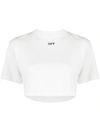 Off-white For Ever Ribbed Crew-neck Cropped T-shirt In White