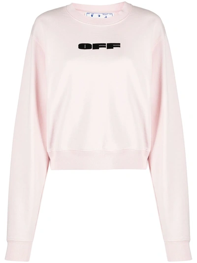 Off-white Flocked Logo Cotton Sweatshirt In Pink