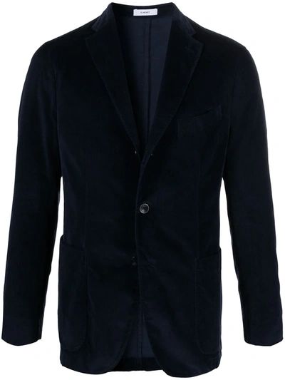 Boglioli Velvet Button Blazer In Blue