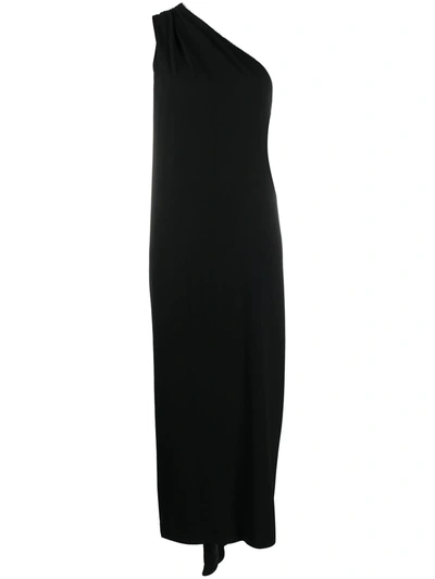 Racil Flavia One-shoulder Crepe Gown In Black