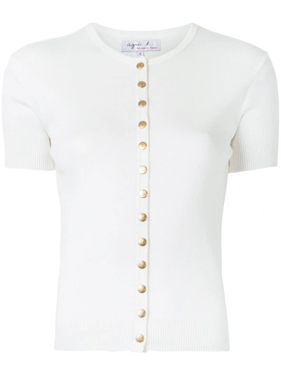 Agnès B. Short-sleeved Cotton Cardigan In White