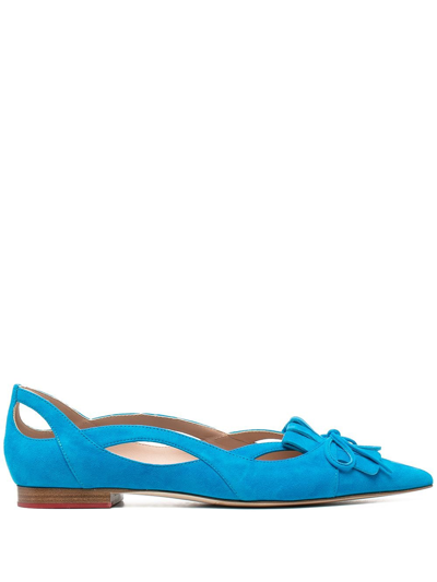 Scarosso X Paula Cademartori Ballerina Shoes In Light Blue - Suede