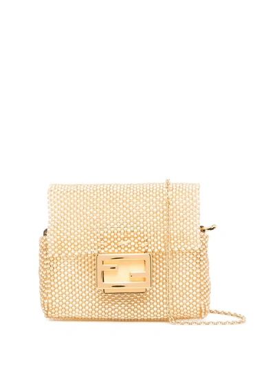 Fendi Mini Pico Baguette Charm Bag In Gold