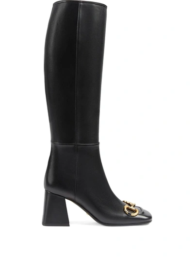Gucci Horsebit-embellished Knee-high Boots In Nero