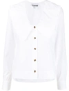 Ganni White Sailor Collar Shirt In White