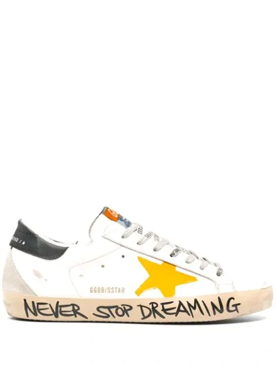 Golden Goose Super-star Low Top Trainers With Handwritten Wording In White