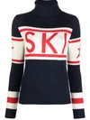 Perfect Moment Schild Ski-intarsia Roll-neck Merino Sweater In Blue