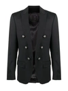 BALMAIN BLACK WOOL BLEND BLAZER,11650944