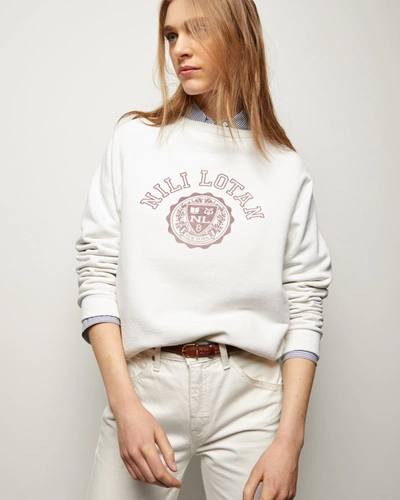 Nili Lotan Crest Crew Neck Sweatshirt In Light Blue