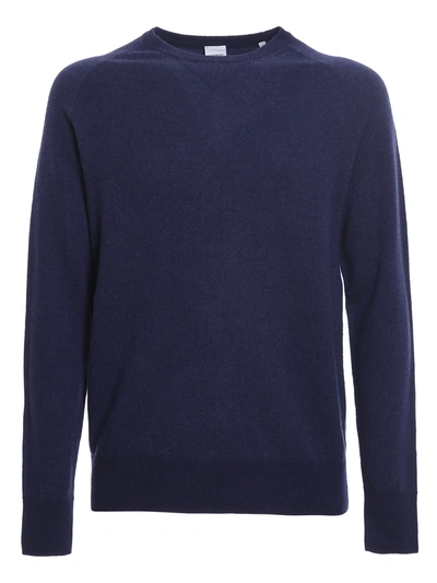 Aspesi Cotton, Cashmere And Wool-blend Jersey Sweater In Blue