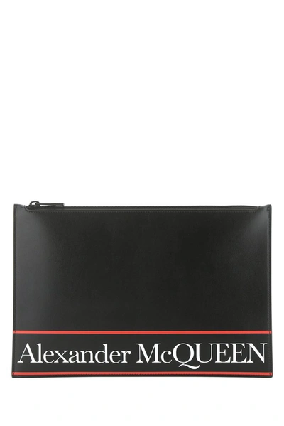 Alexander Mcqueen Logo Print Clutch In Black
