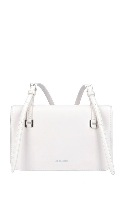 Jil Sander Logo Shoulder Bag In White