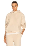 Les Tien Cropped Cotton Sweatshirt Hoodie In Cream