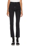 Mother Flared Leg Trousers Contrast Stitching In Black