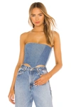 Sami Miro Vintage Alpha Strapless Upcycled Denim Corset In Blue