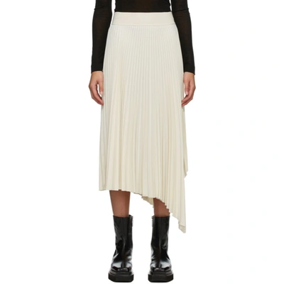 Joseph Swinton Asymmetric Pleated Crepe Midi Skirt In Ivory