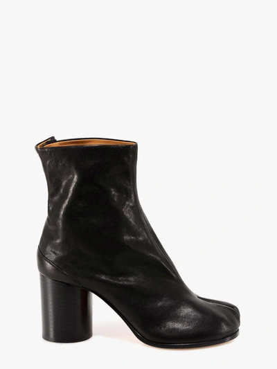 Maison Margiela Women Black Tabi Leather Heel Ankle Boots, 7.5/8.5 Luxury Boots For Women Darveys