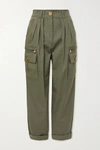 BALMAIN PLEATED COTTON-BLEND TWILL CARGO PANTS