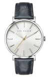 Ted Baker Phylipa Leather Strap Watch, 41mm In Grey