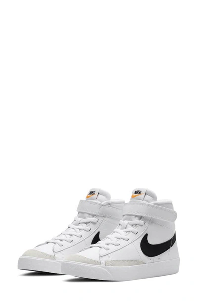 Nike Kids' Blazer Mid 77 Leather High-top Sneakers In White,total Orange,black