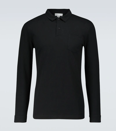 Sunspel Riviera Long-sleeved Polo Shirt In Blue