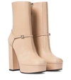 GUCCI LEATHER PLATFORM ANKLE BOOTS,P00488880