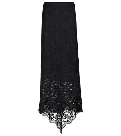 Paco Rabanne Split-hem Lace Midi Skirt In Black