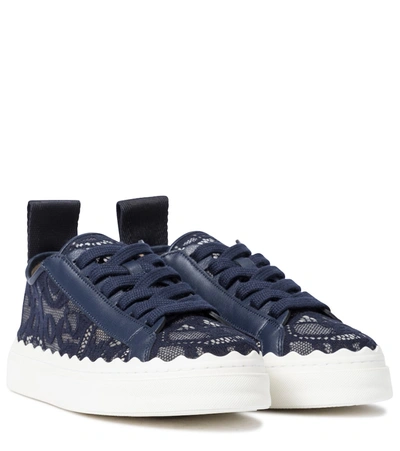 Chloé Lauren Lace Sneakers In Blue