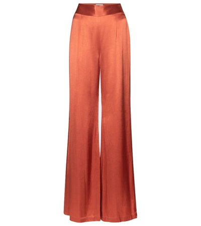 Galvan Women's Julianne Satin Wide-leg Trousers In Orange