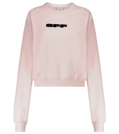 Off-white Flocked Logo Cotton Sweatshirt In Pink