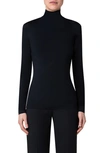 Akris Punto Turtleneck Long-sleeve Modal-stretch Top In Black