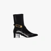 VERSACE BLACK 40 SAFETY PIN LEATHER ANKLE BOOTS,DST443GDVT2P15354617