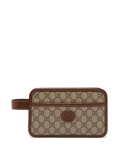 Gucci Gg Supreme Canvas Washbag In Beige