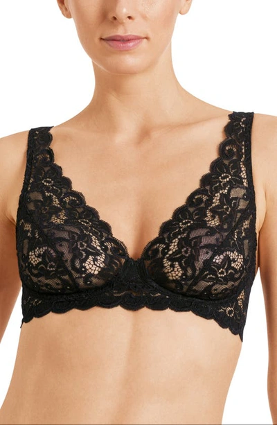 Hanro Luxury Moments Lace Unlined Underwire Bra In Black