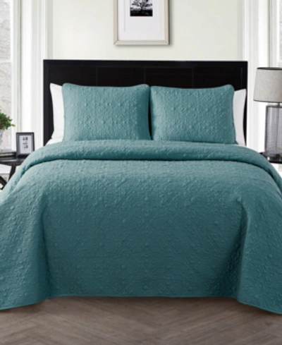 Vcny Home Caroline Embossed 3-piece Full/queen Quilt Set In Teal