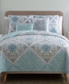 Vcny Home Windsor Reversible 5-piece Queen Quilt Set In Aqua