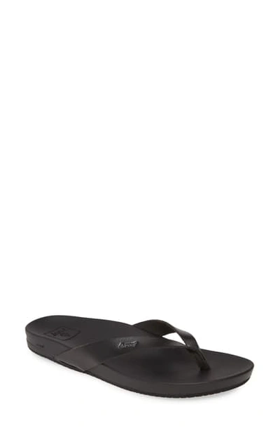 Reef Cushion Court Womens Faux Leather Snake Print Flip-flops In Black