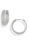 Nordstrom Pavé Huggie Hoops In Clear- Silver