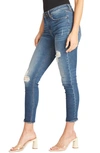 VIGOSS VIGOSS JAGGER DISTRESSED RAW HEM SKINNY JEANS,VC-P2119A