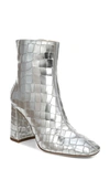 Sam Edelman Women's Codie Metallic Croc-embossed Leather Ankle Boots In Soft Silver