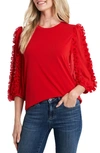 Cece Ruffle Sleeve Knit Top In Luminous Red