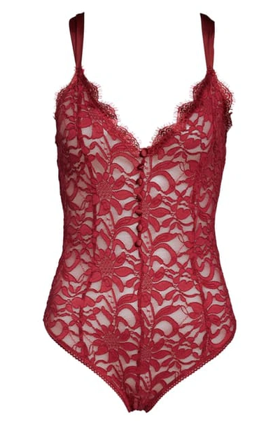 Free People Intimately Fp Bedroom Date Lace Bodysuit In Red