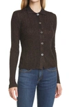 AUTUMN CASHMERE SHIMMER RIB CASHMERE BLEND CARDIGAN,RSL12281E